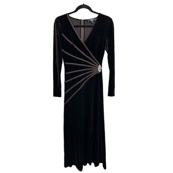 Tadashi Shoji Dresses & Skirts - Tadashi Collection Dress Size Small Womens Long Sleeve Purple Velour Jewel Maxi